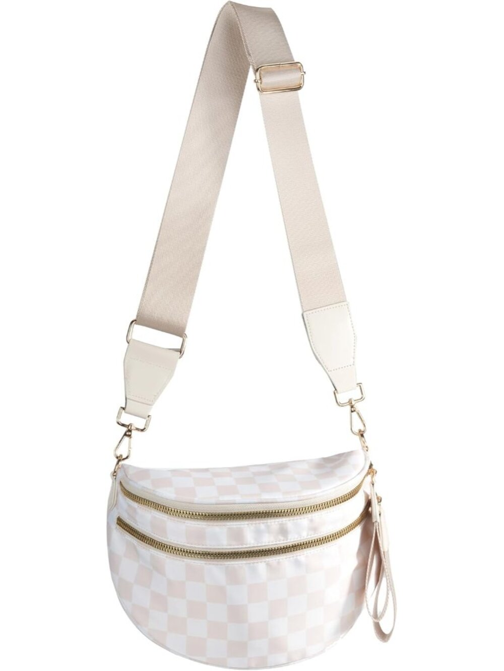 Spacious Checkered Nylon Crossbody Bag Bum Bag Handbags for Women